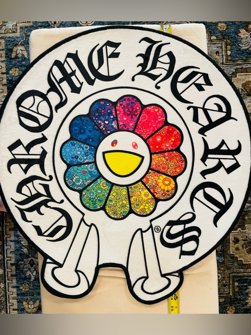 Chrome Hearts Rainbow Smiley Flower Rug in White and Multicolor
$40 - Picture 2 of 3